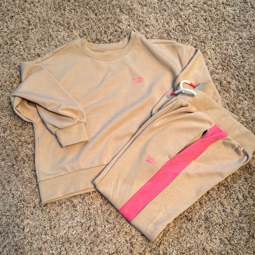 Reebok Kids Tan and Pink Jogger Set